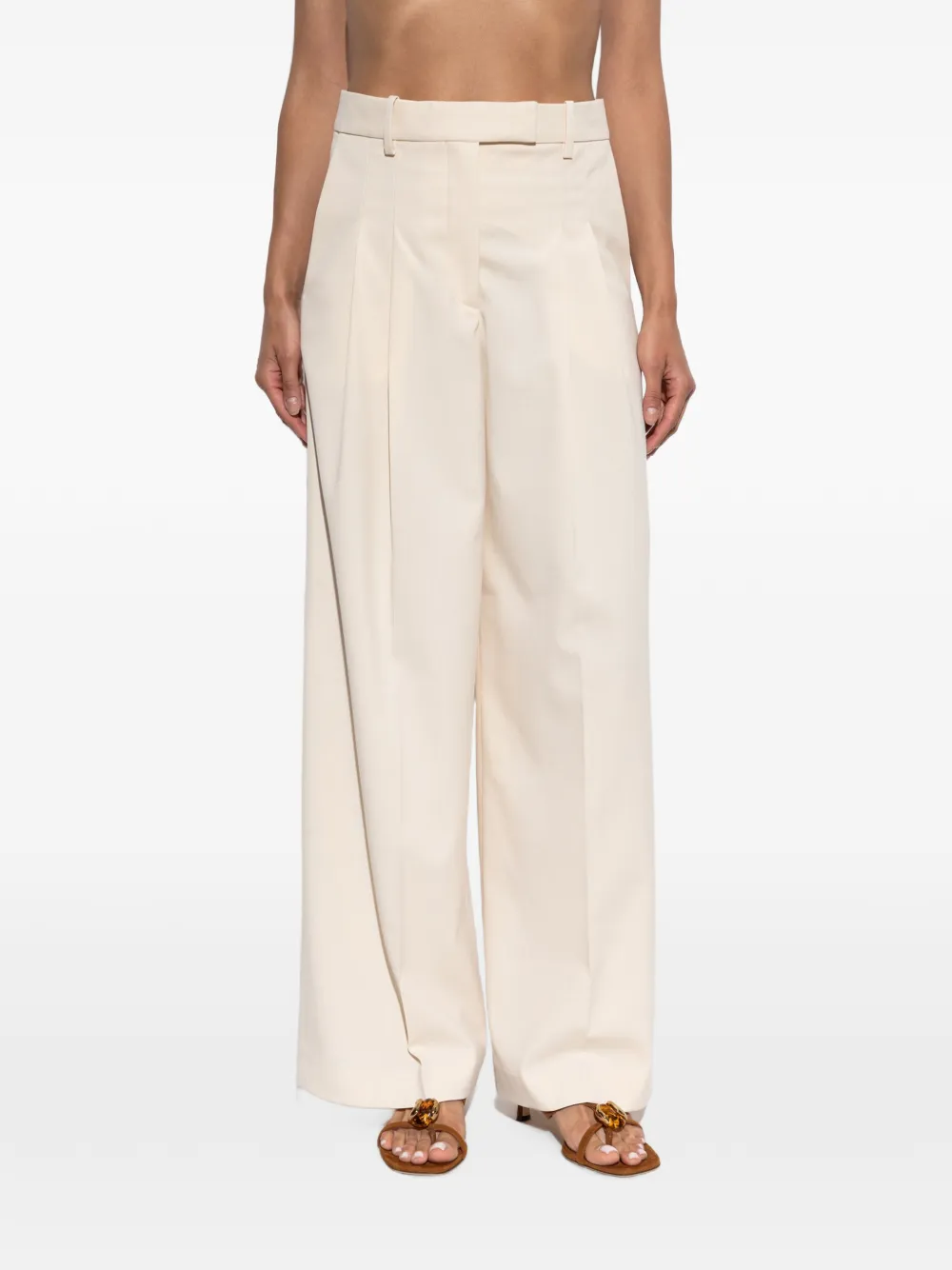 By Malene Birger Taalia plooibroek met wijde pijpen Beige