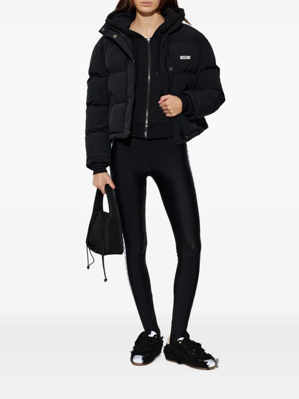 Moschino Gewatteerd jack met logoprint Zwart