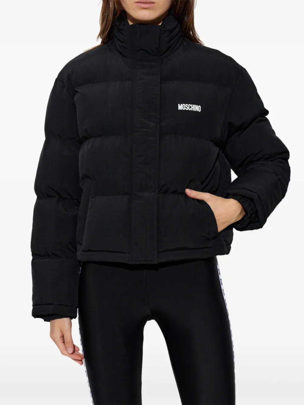 Moschino Gewatteerd jack met logoprint Zwart