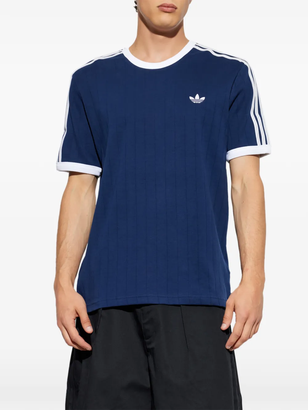 adidas Drop Needle gestreept T-shirt met geborduurd logo Blauw