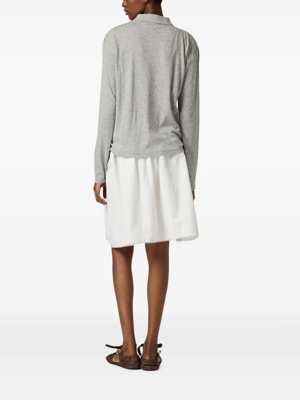 Miu Geribbeld jersey poloshirt Grijs