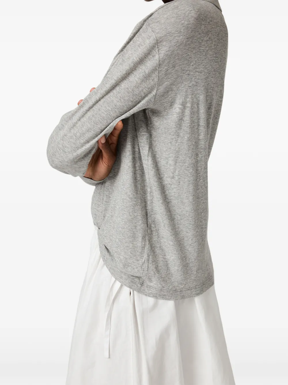 Miu Geribbeld jersey poloshirt Grijs