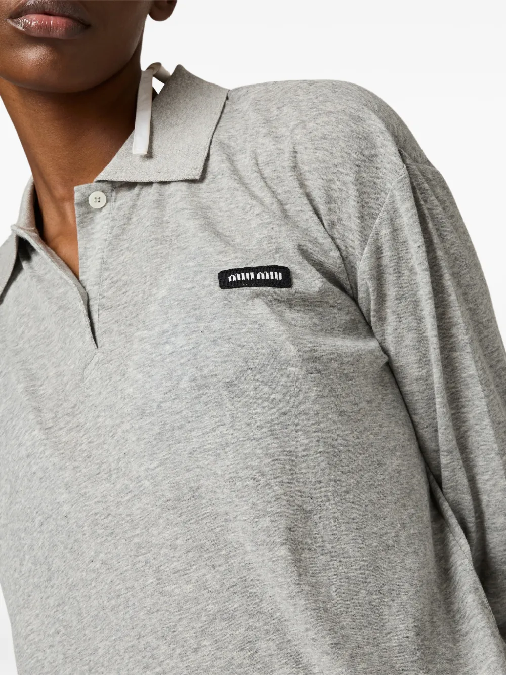 Miu Geribbeld jersey poloshirt Grijs