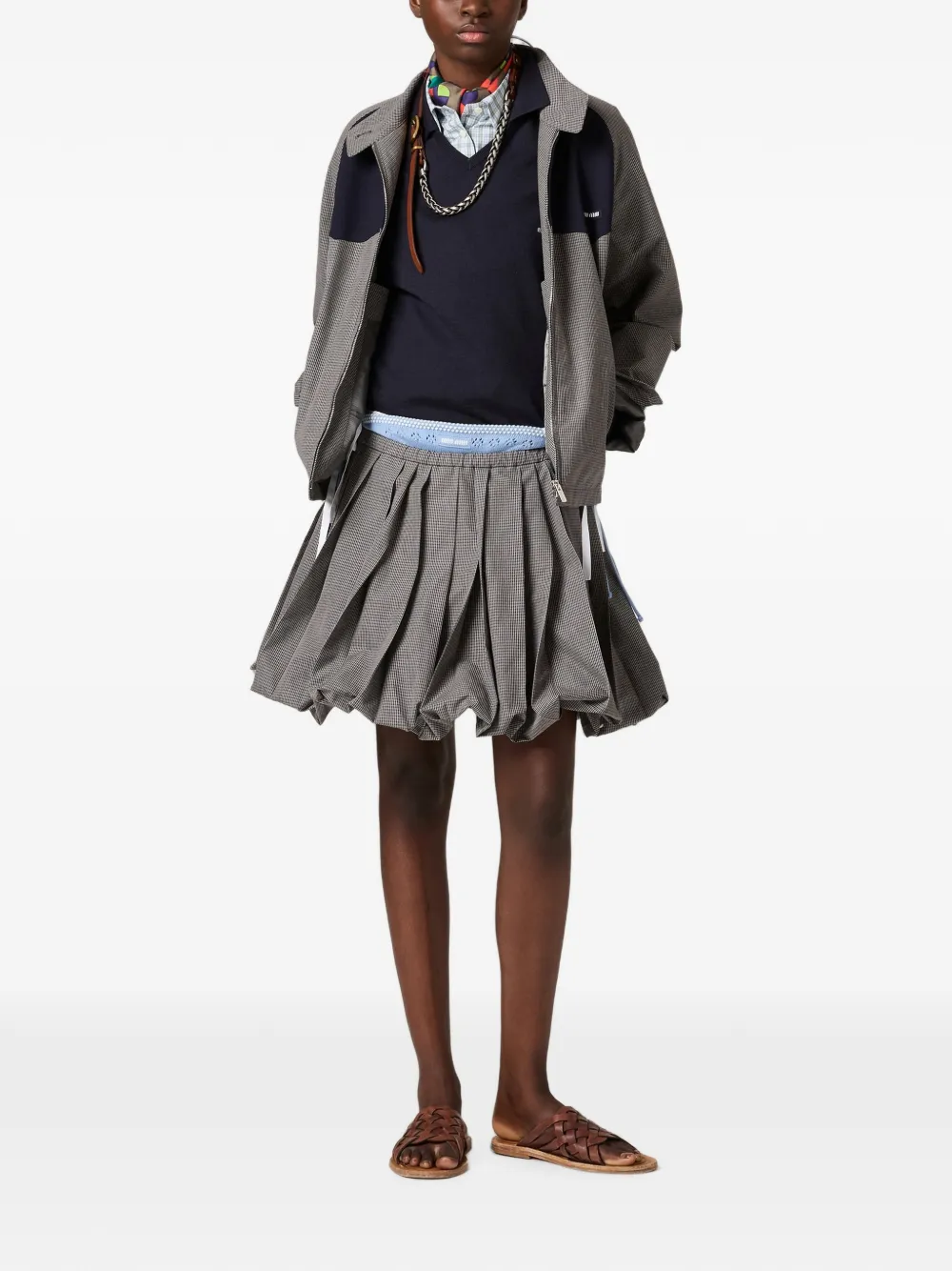 Miu Geruit popeline blouse Wit