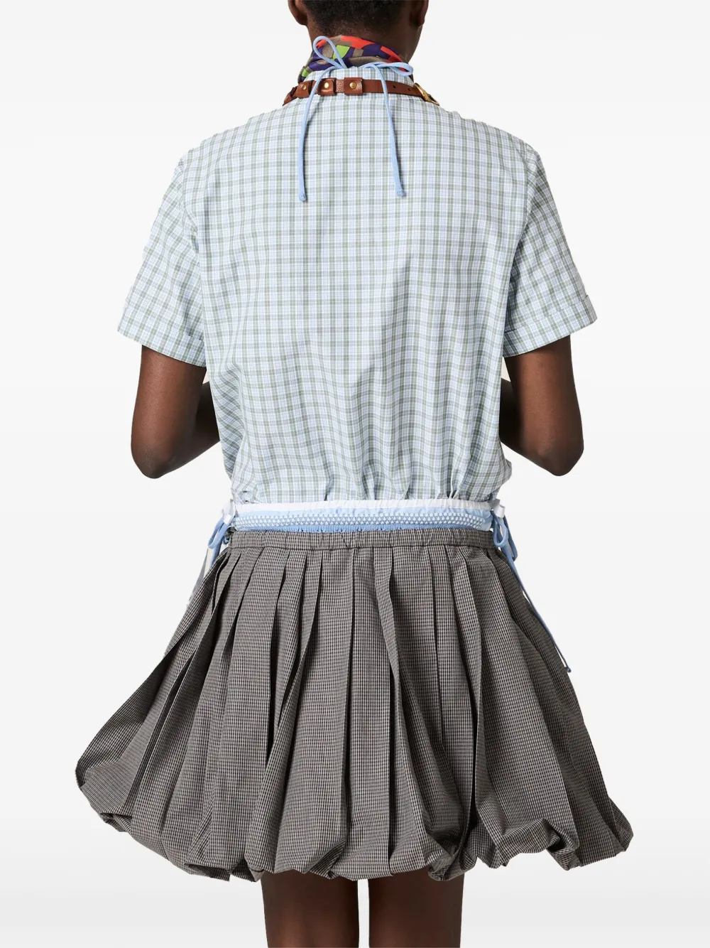 Miu Geruit popeline blouse Wit