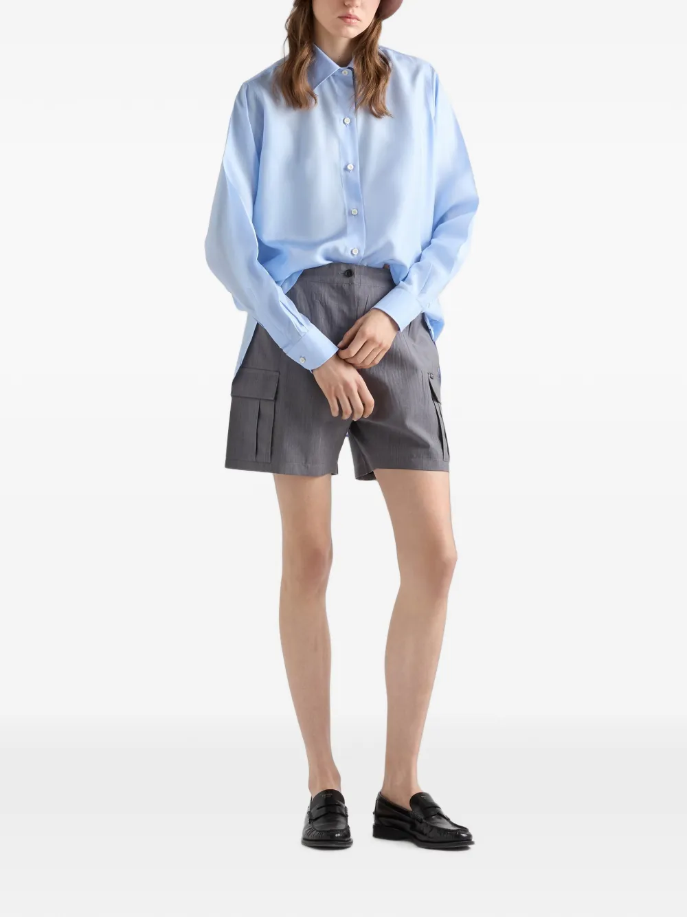 Prada Zijden popeline blouse Blauw