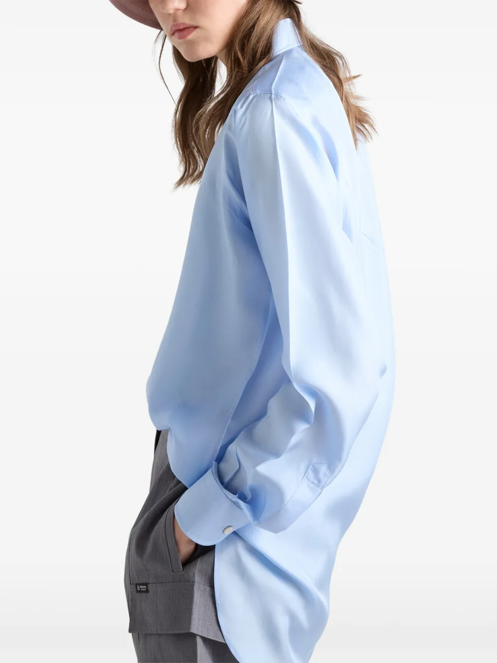Prada Zijden popeline blouse Blauw