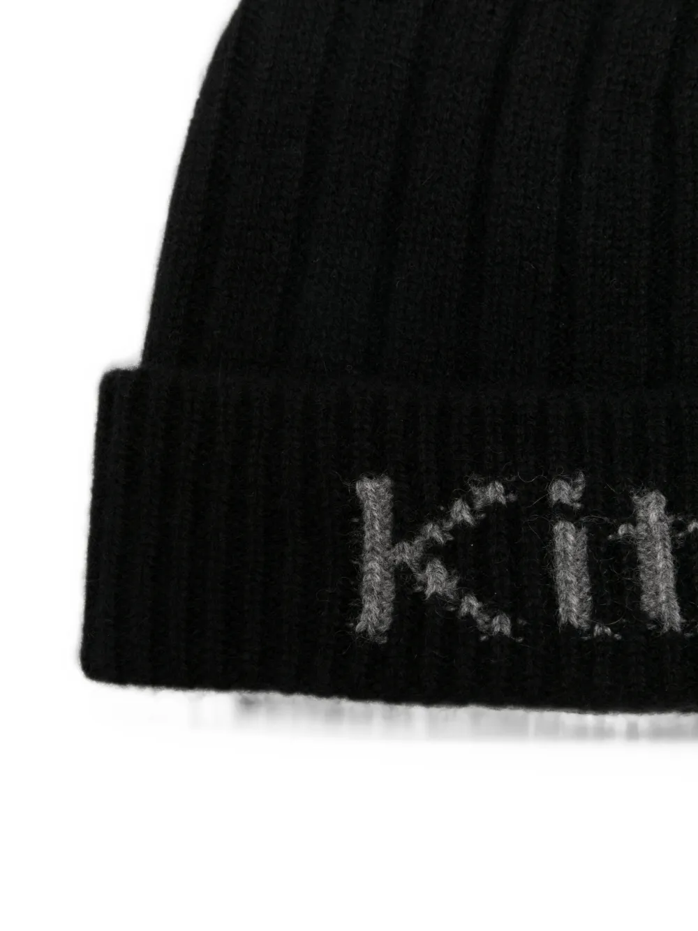 Kiton logo-knit ribbed beanie hat Zwart