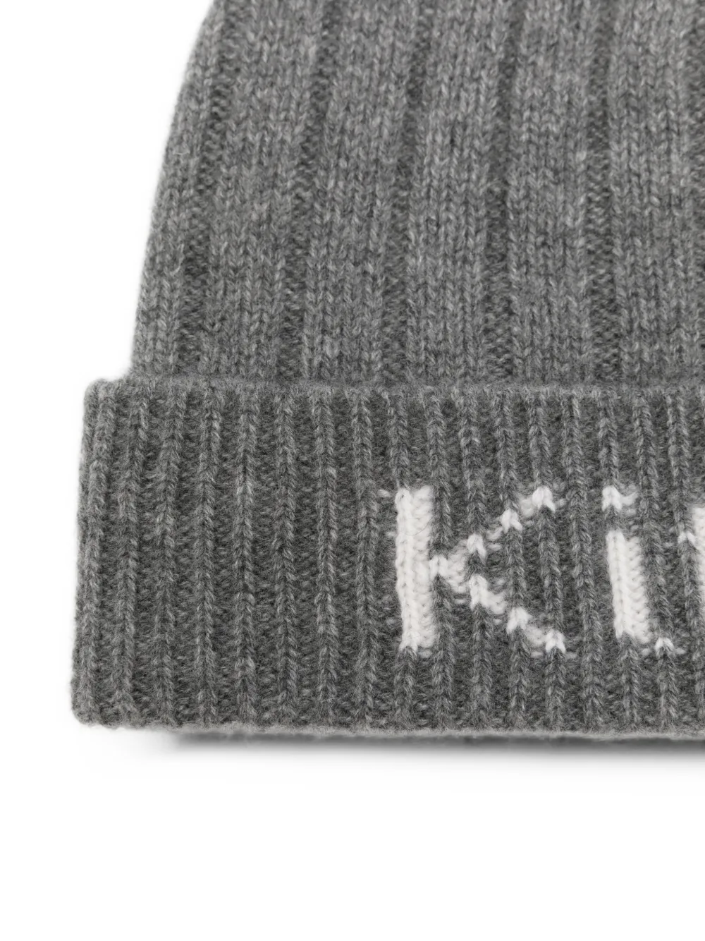 Kiton logo-intarsia ribbed-knit beanie hat Grijs