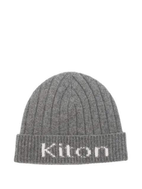 Kiton logo-intarsia ribbed-knit beanie hat