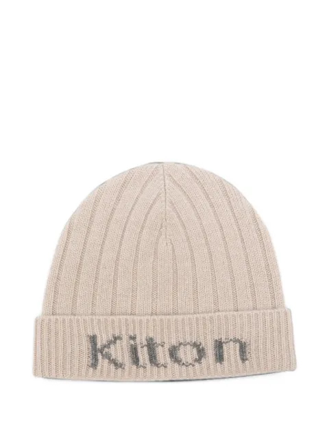 Kiton logo-intarsia ribbed beanie hat