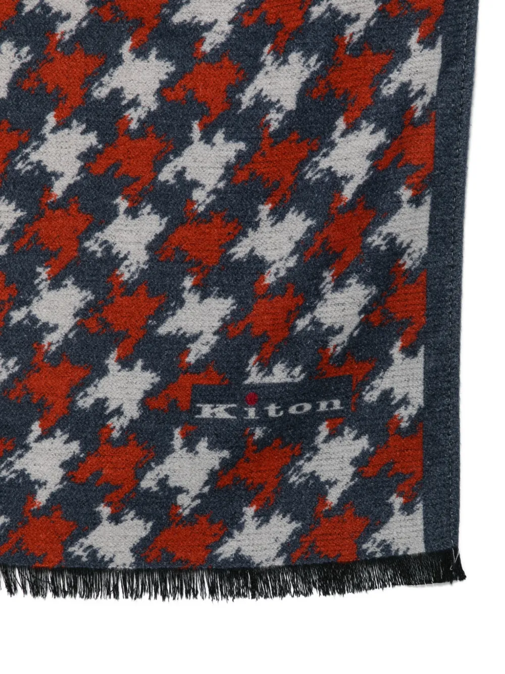 Kiton houndstooth-pattern scarf Blauw