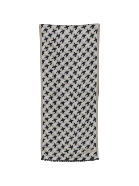 Kiton houndstooth-pattern frayed-edge scarf