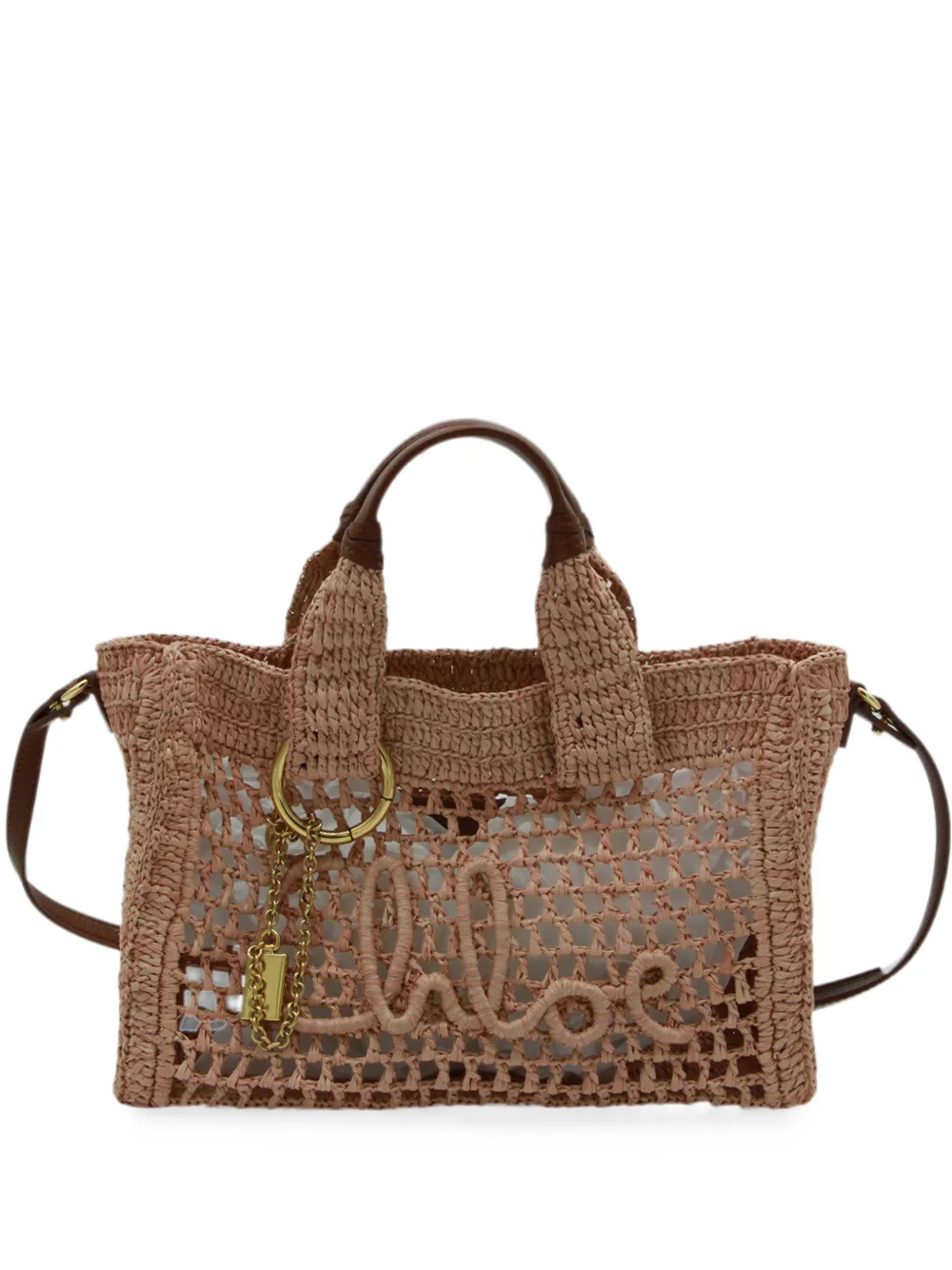 Chloé small Summer Banana woven-raffia shoulder bag - Toni neutri