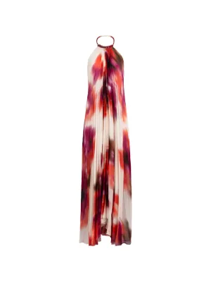 silvia tcherassi rowan gathered satin maxi dress Silvia Tcherassi Rowan Gathered Satin Plunging Halter Maxi Dress