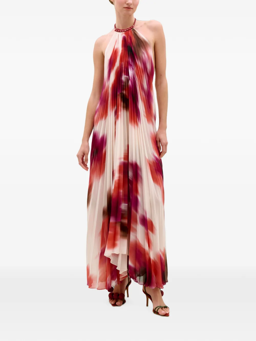 Silvia Tcherassi Constanza geplooide maxi-dress met bloemenprint Wit