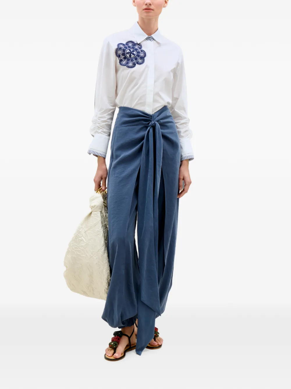 Silvia Tcherassi Felipe broek met strikdetail Blauw