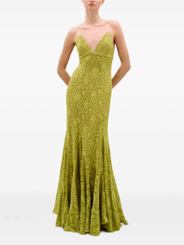 green lace overlay dress Hunter Green Floral Lace Overlay Dress 8