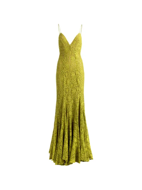 Silvia Tcherassi Pistachio lace-overlay maxi dress