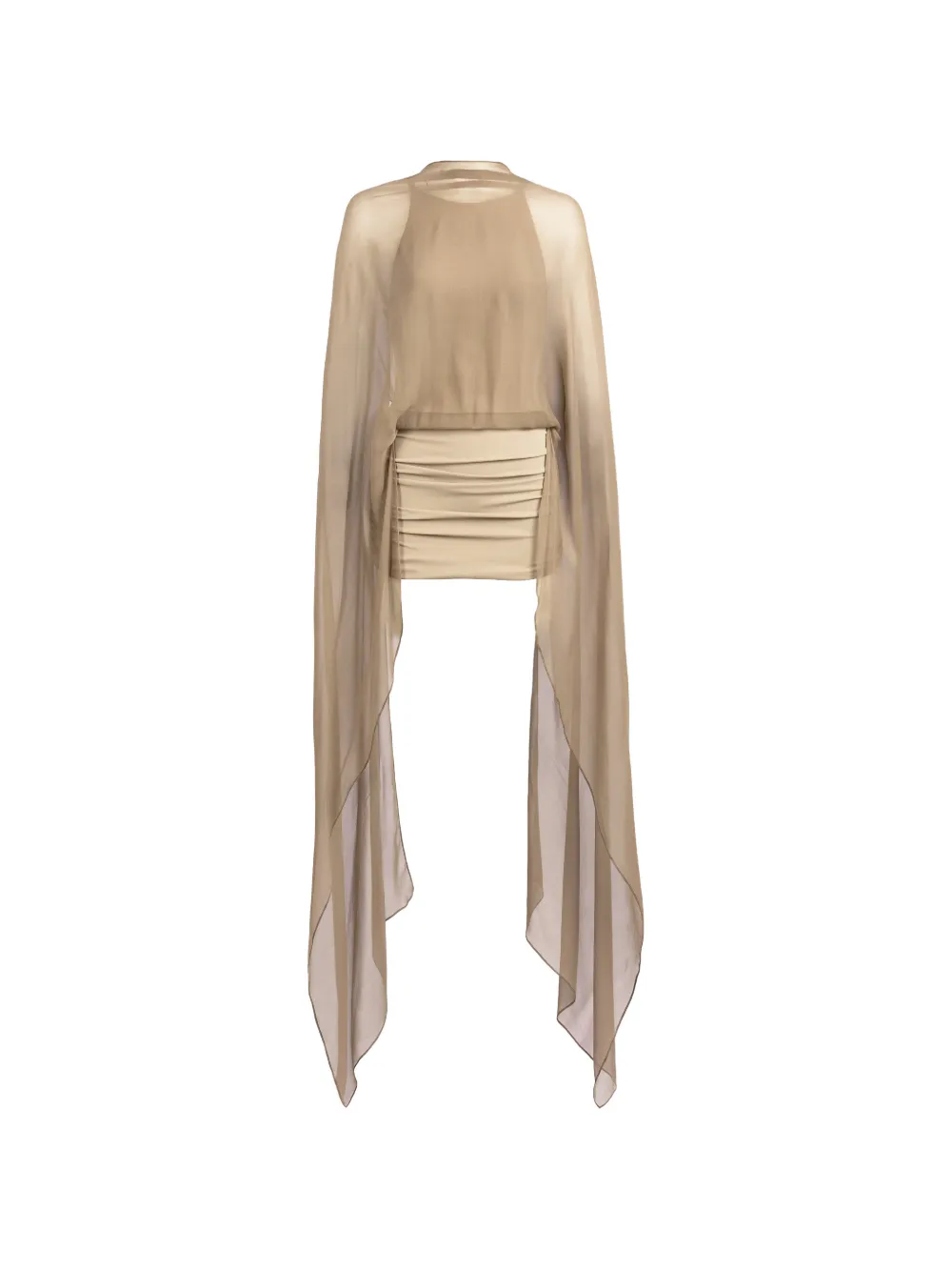 Silvia Tcherassi Kedar cape-overlay ruched mini dress - Toni neutri