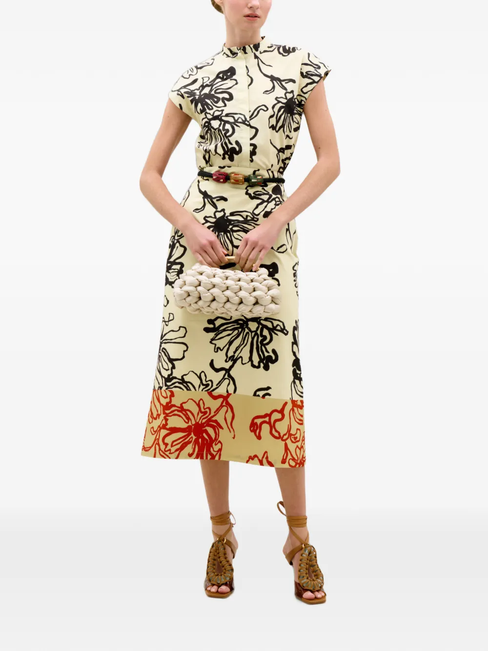 Silvia Tcherassi Atira midi-rok met bloemenprint Beige