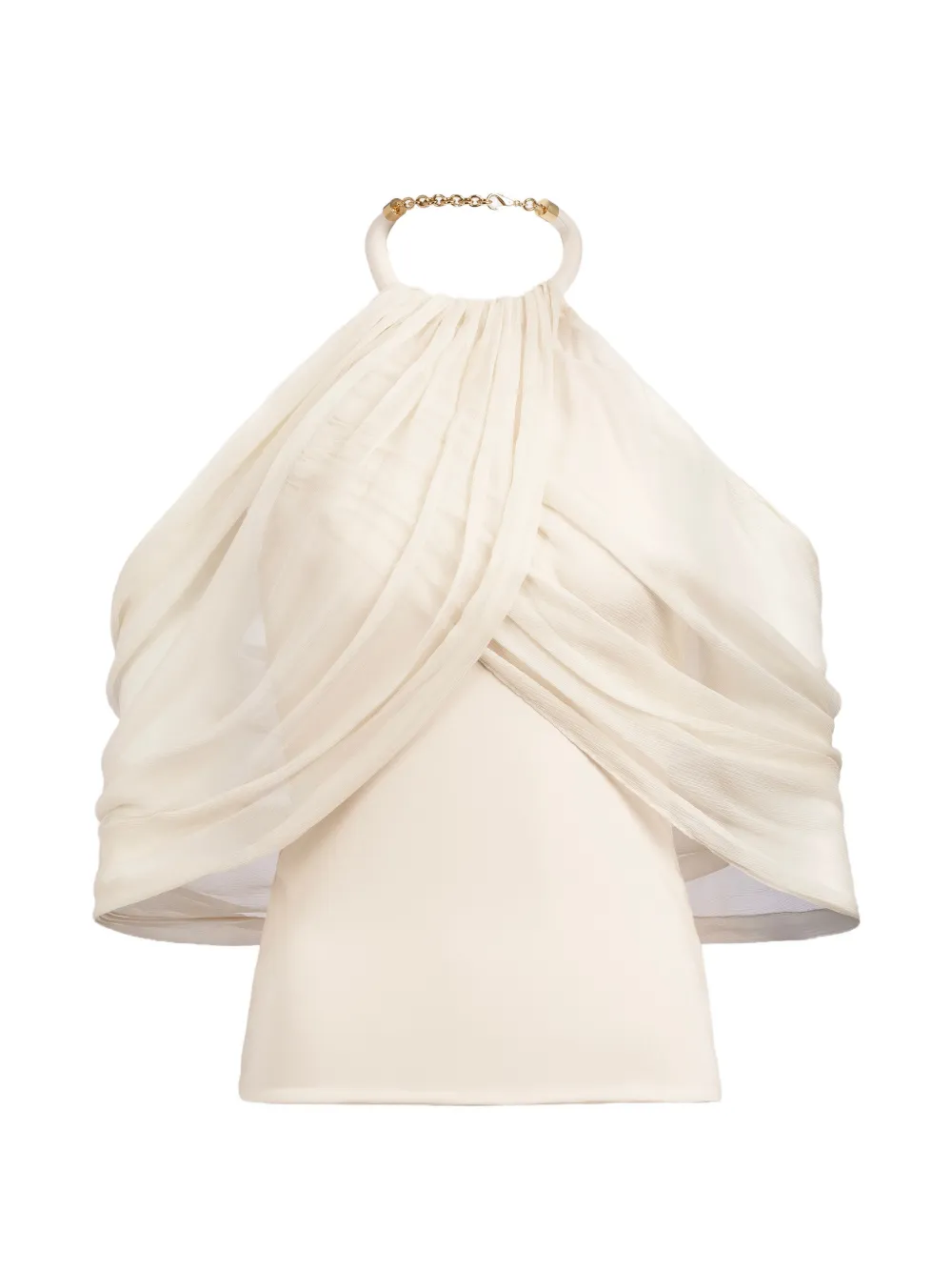Silvia Tcherassi Clio halterneck draped blouse - Toni neutri