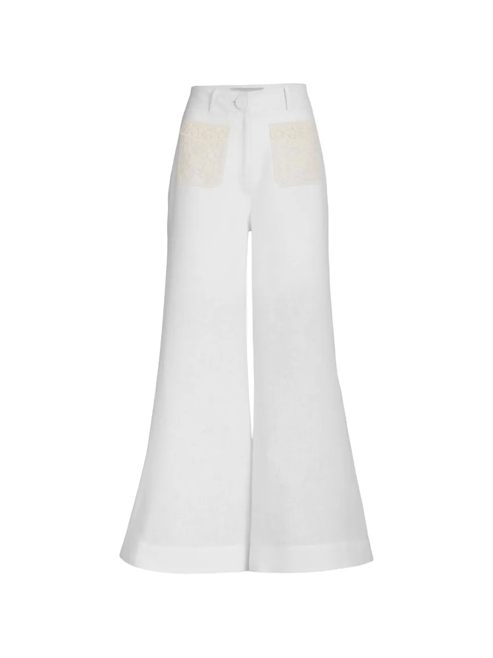 Silvia Tcherassi Maura lace-panel flared trousers - Weiß