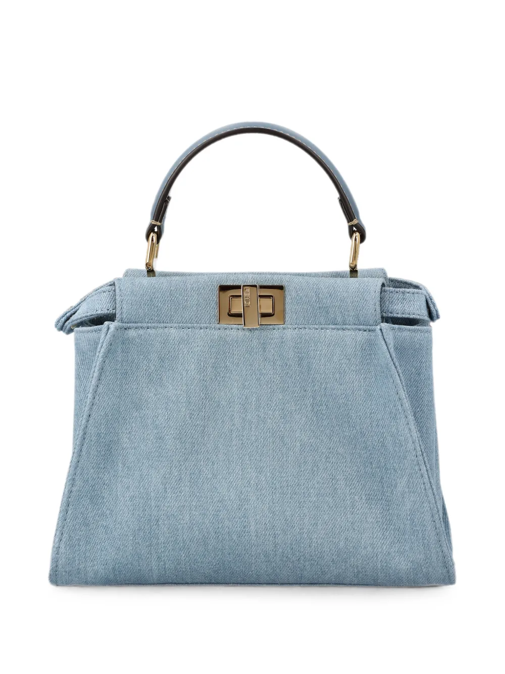FENDI mini Peekaboo embroidered denim tote bag - Blu