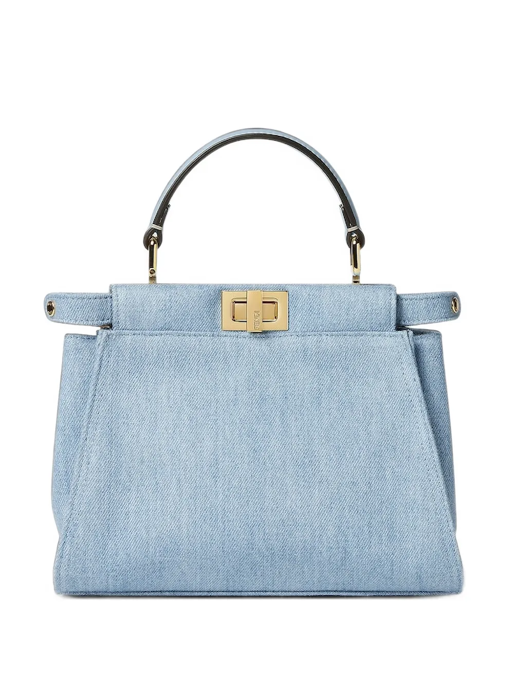 FENDI mini Peekaboo embroidered denim tote bag