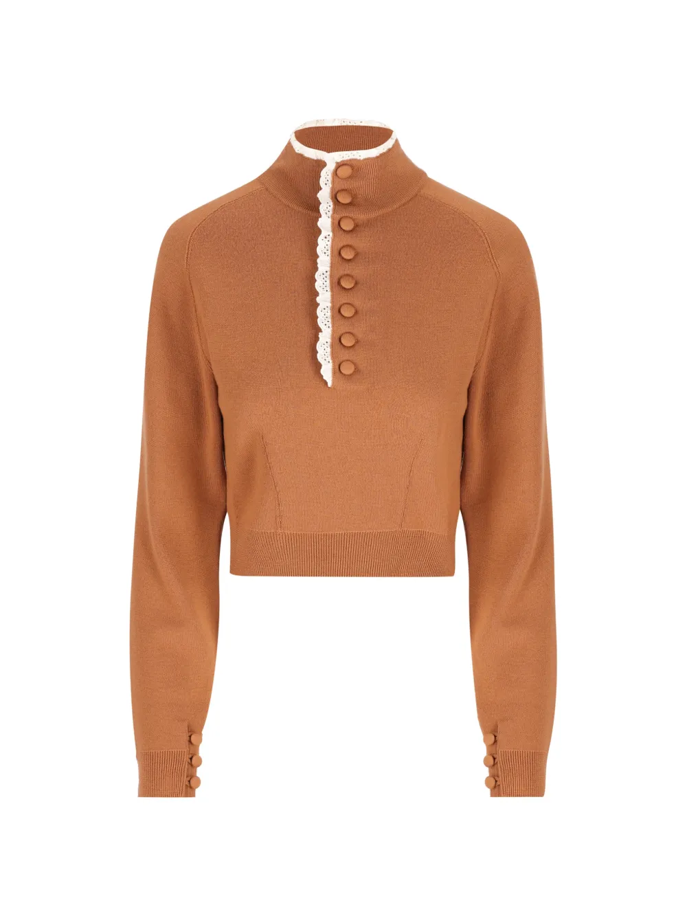 Chloé button-up lace-trim sweater - Orange