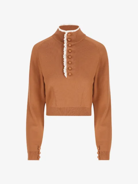 Chloé lace-trim button-up sweater