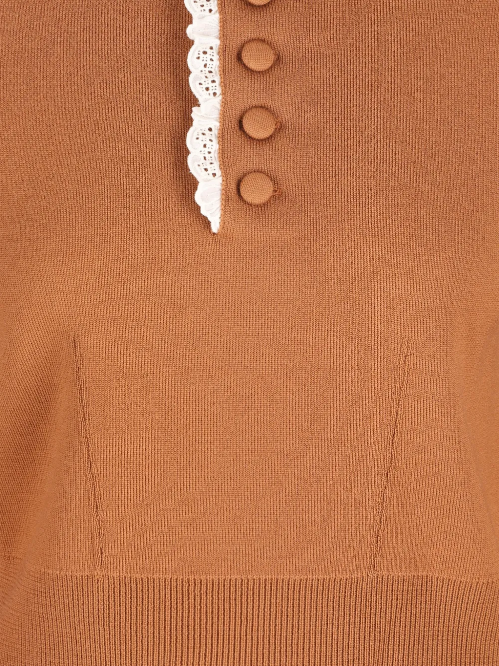  Chloé Jersey Con Ribete De Encaje - Marrón 
