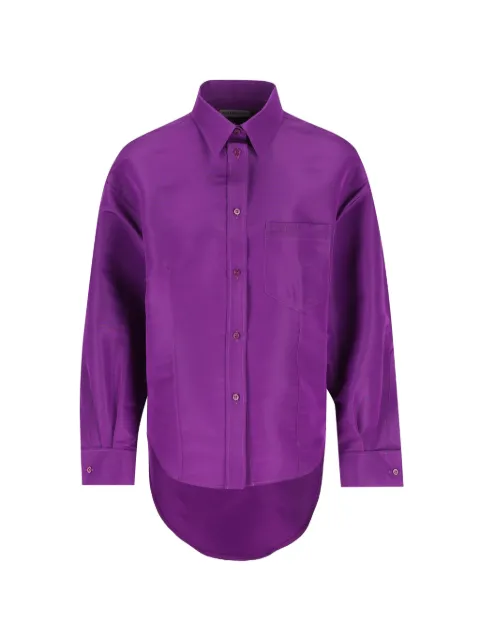 Balenciaga camisa de seda con logo bordado