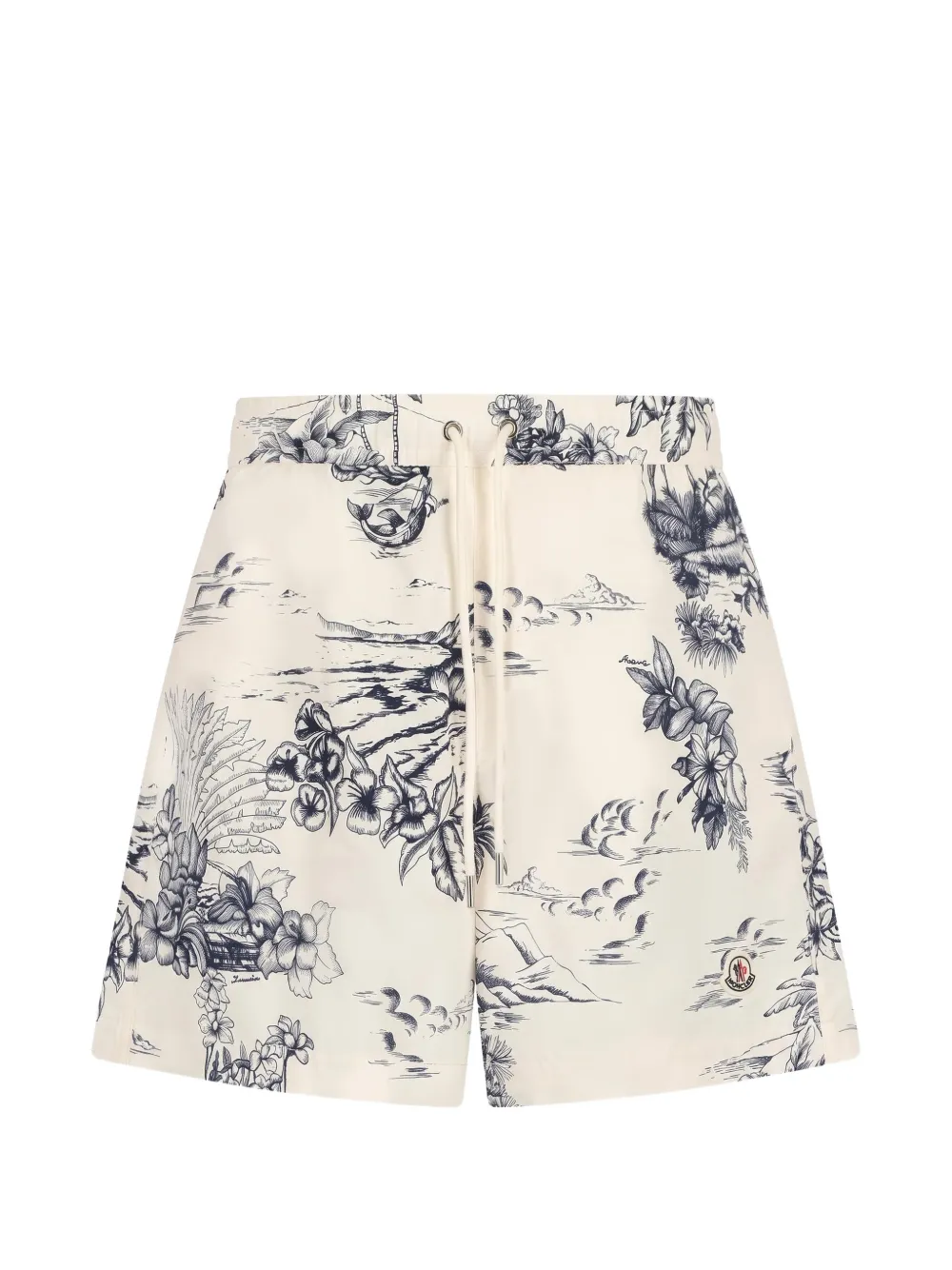 Moncler logo-patch swim shorts Beige