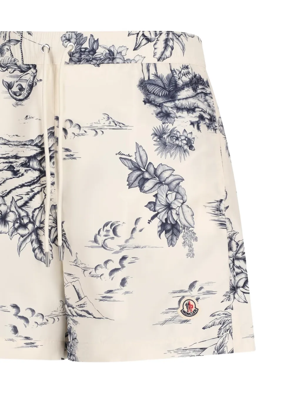 Moncler logo-patch swim shorts Beige
