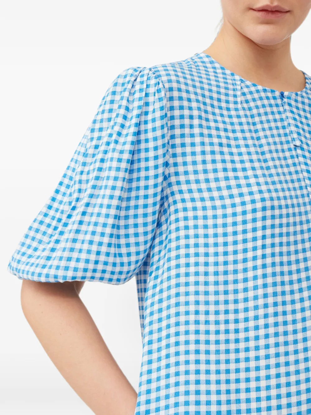 GANNI Crêpe mini-jurk met print Blauw