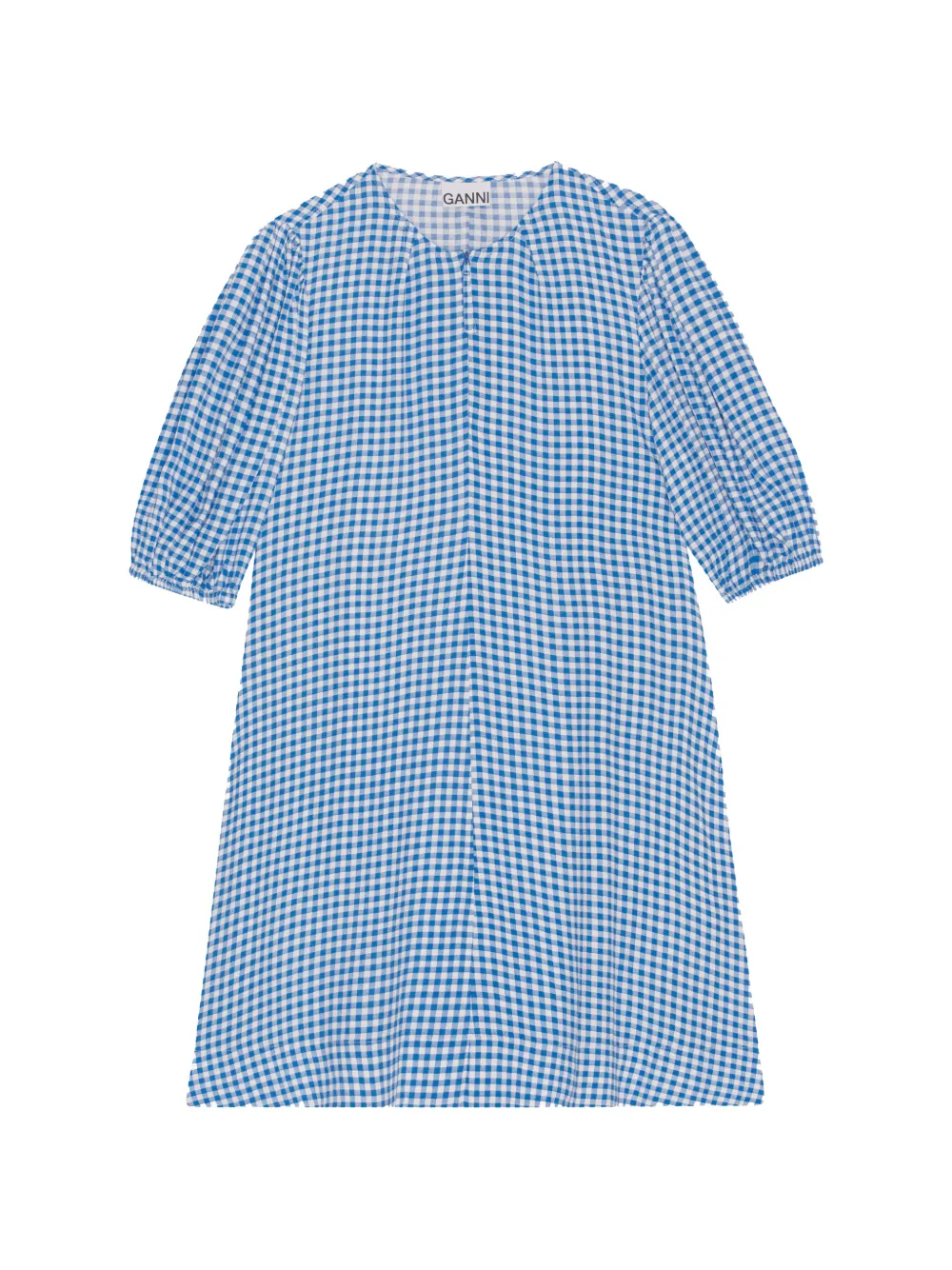 GANNI printed crepe mini dress - Blu