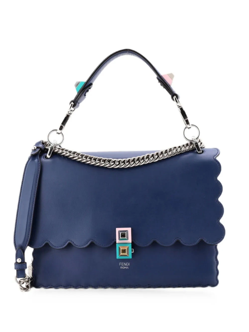 Fendi Pre-Owned Kan I Bag Leather Medium shoulder bag - Blu