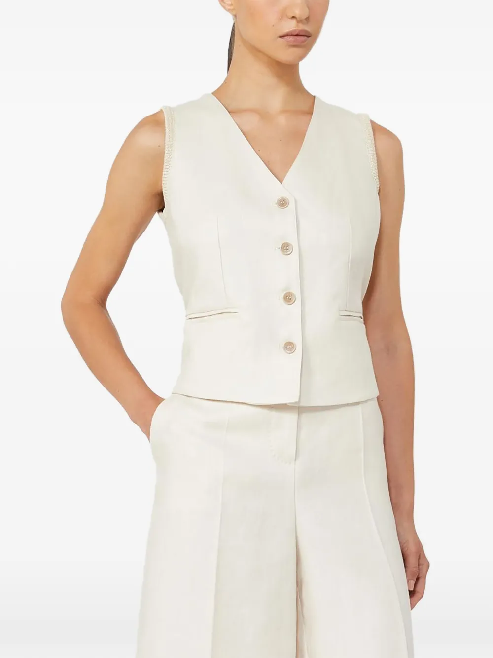 Max Mara cable-knit button-up waistcoat - Neutrals
