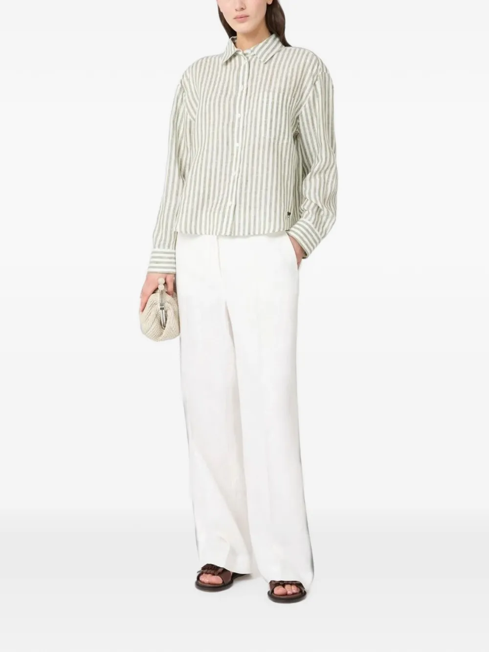Weekend Max Mara pressed-crease linen trousers - Bianco