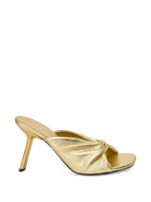 Loewe Pebble Gathered Leather Sandals in Gold