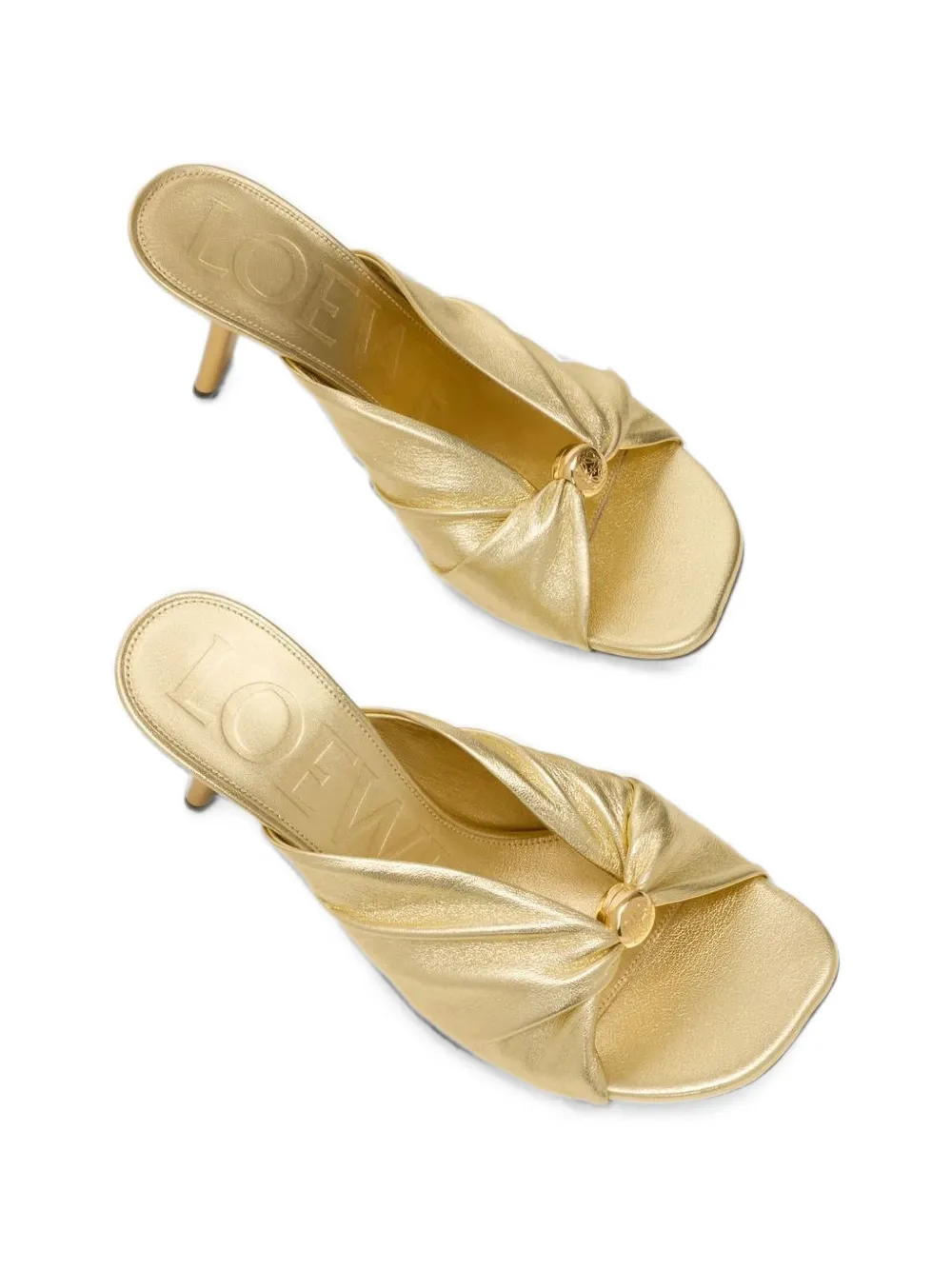 LOEWE Pebble gathered leather sandals Goud