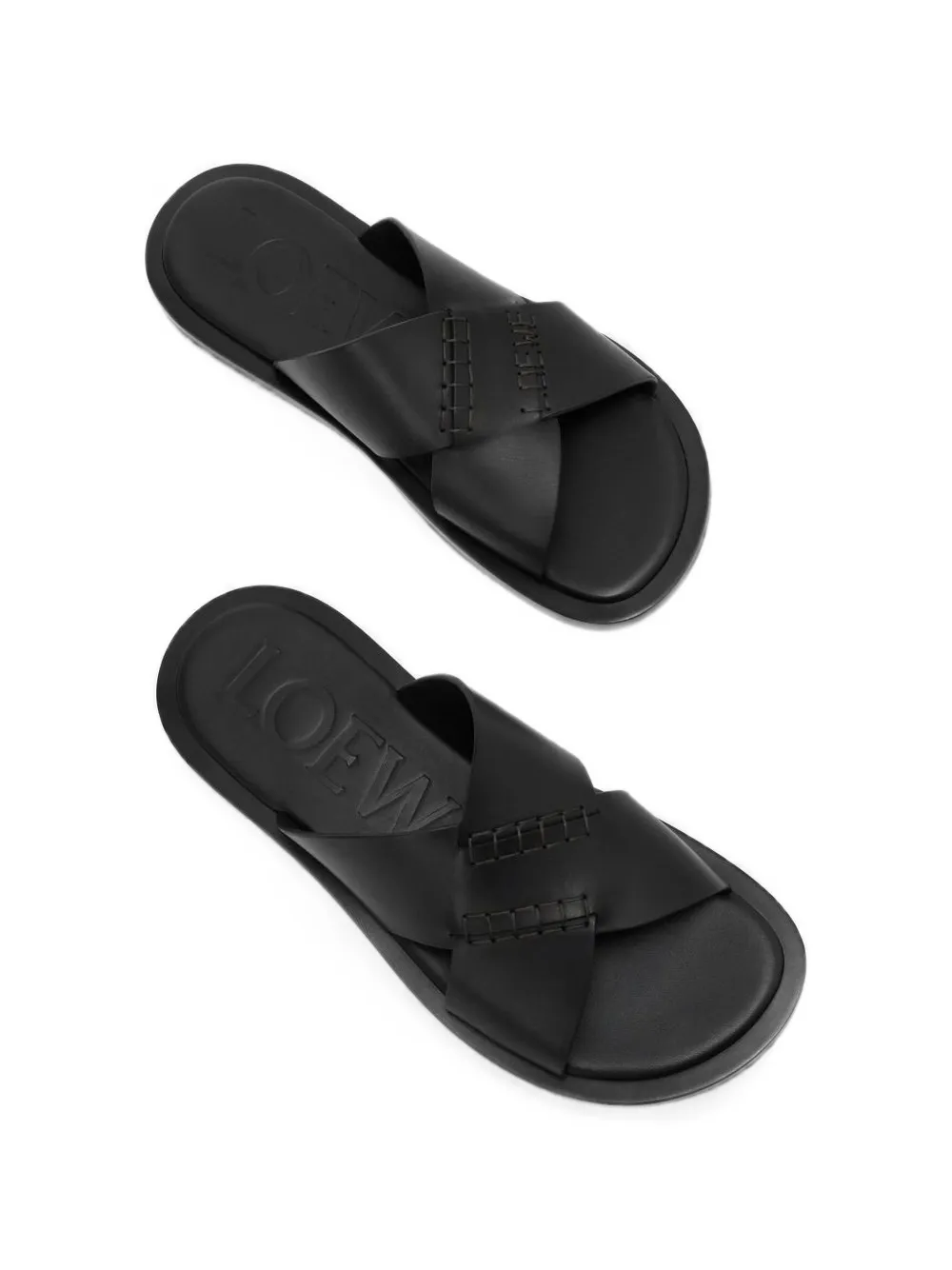 LOEWE criss-cross leather sandals Zwart