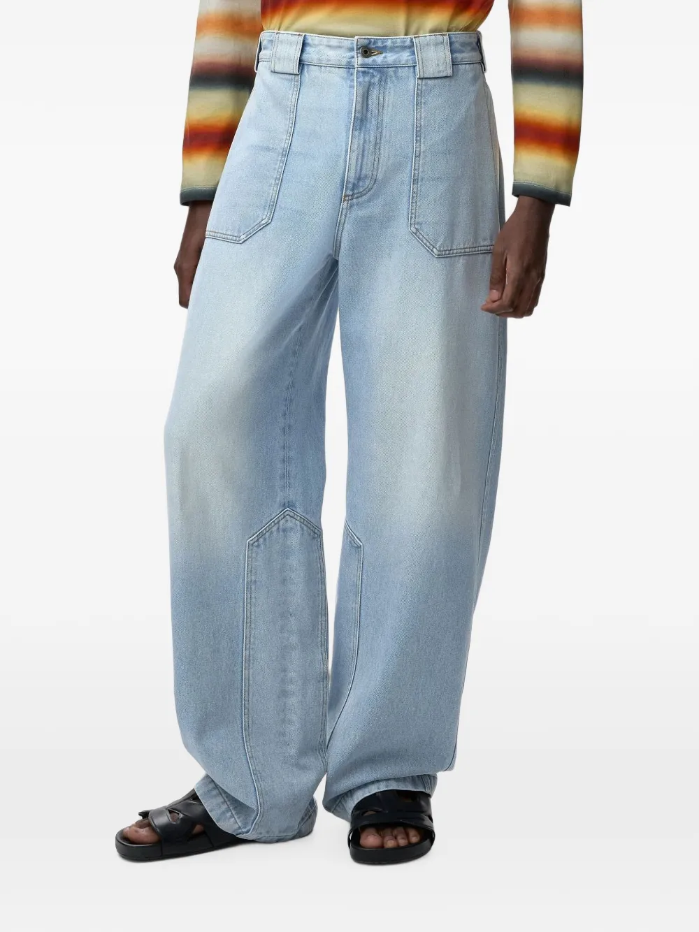 LOEWE washed-effect panelled jeans - Blau
