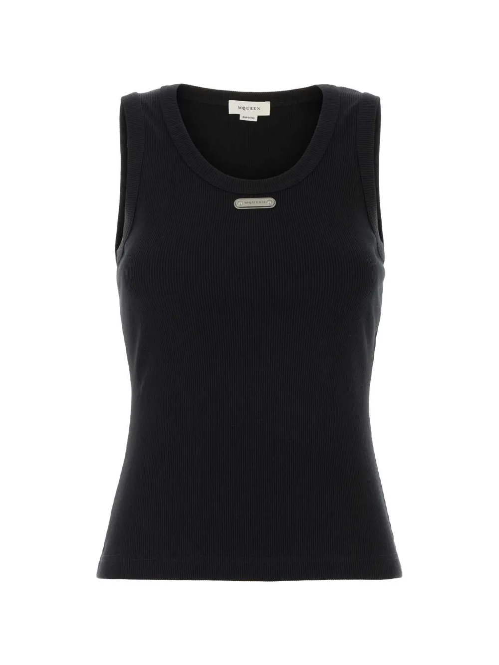 Alexander McQueen logo-plaque ribbed-knit tank top - Schwarz