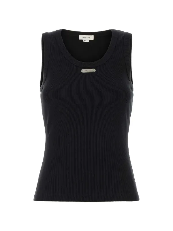 Alexander McQueen Logo-plaque Ribbed Tank Top in Black