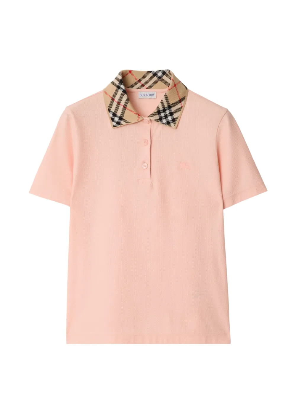 Burberry Polo in cotone con colletto Check - Rosa