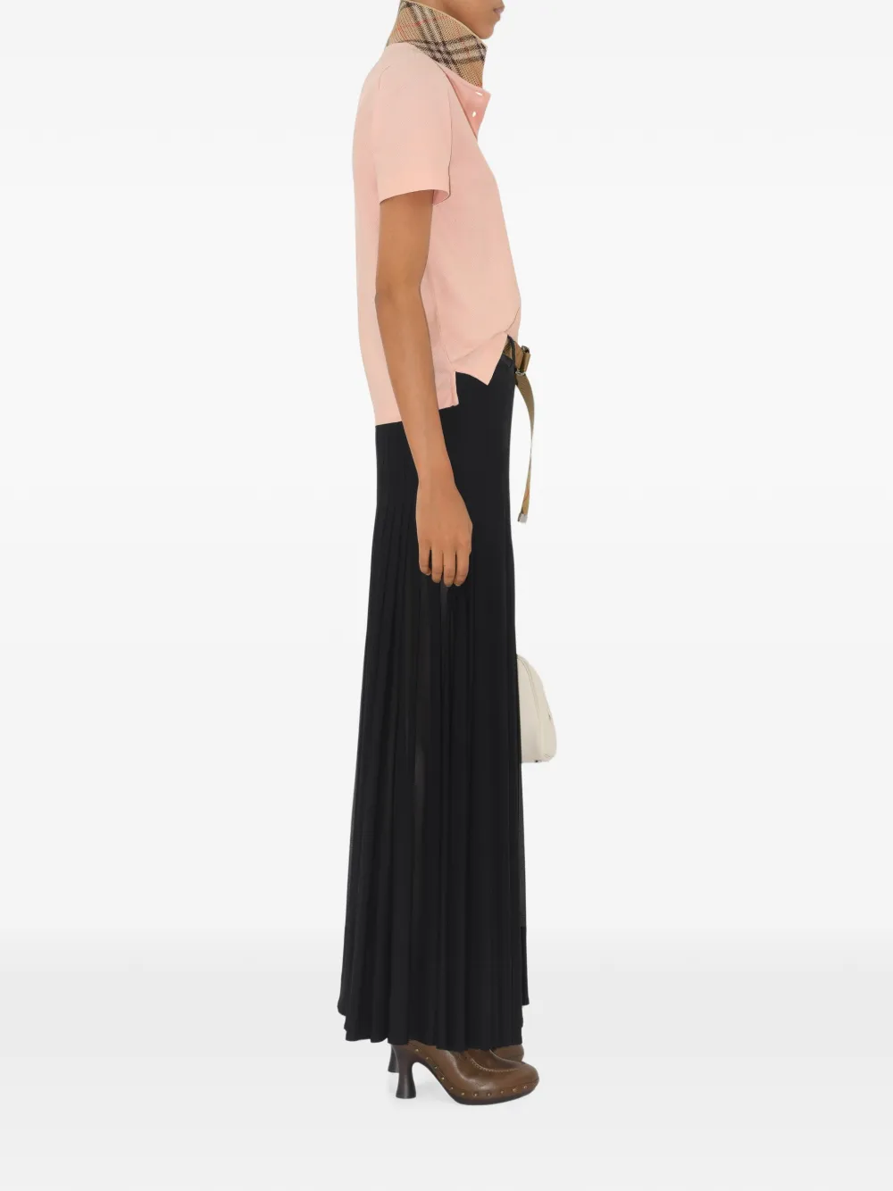 Burberry Katoenen poloshirt met geruite kraag Roze