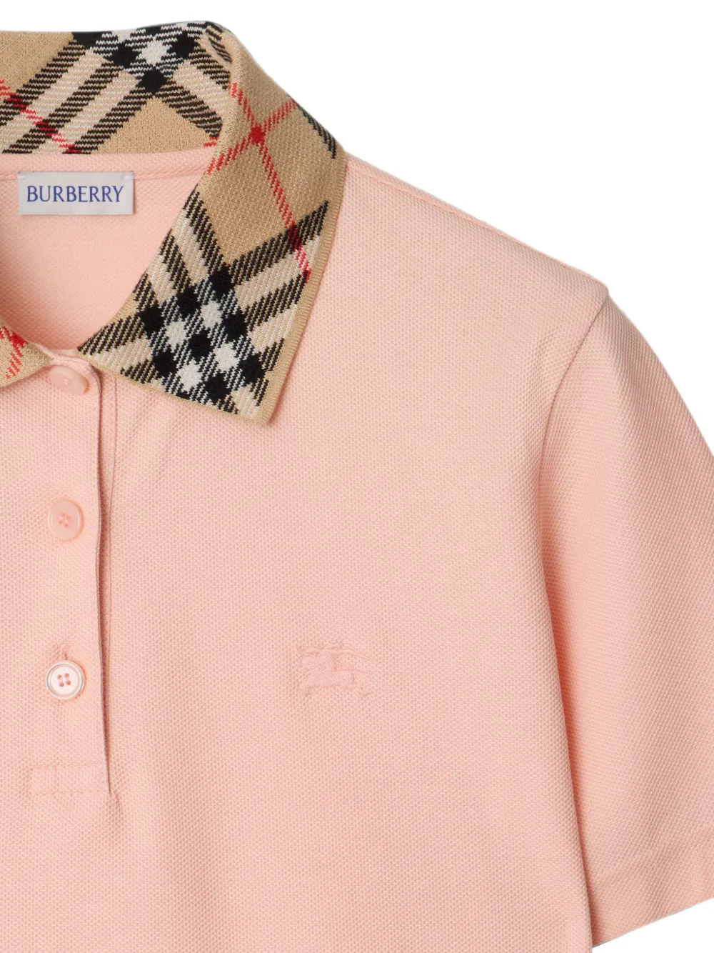 Burberry Katoenen poloshirt met geruite kraag Roze