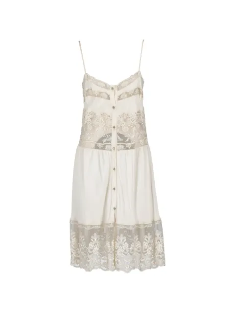 Vintage lace-panelled spaghetti-strap midi dress
